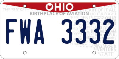 OH license plate FWA3332