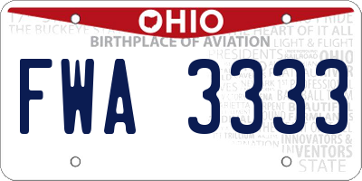 OH license plate FWA3333