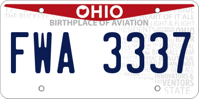 OH license plate FWA3337