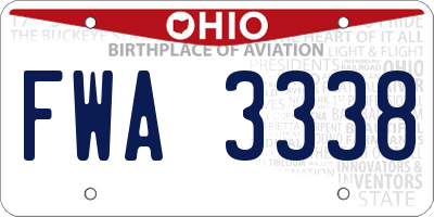 OH license plate FWA3338