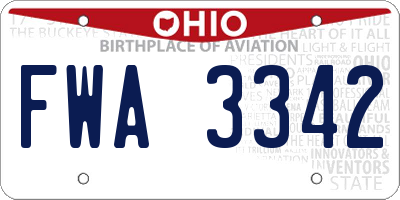 OH license plate FWA3342