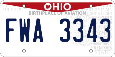 OH license plate FWA3343