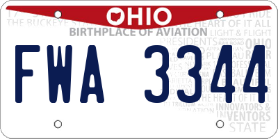 OH license plate FWA3344