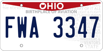 OH license plate FWA3347