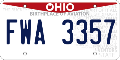 OH license plate FWA3357