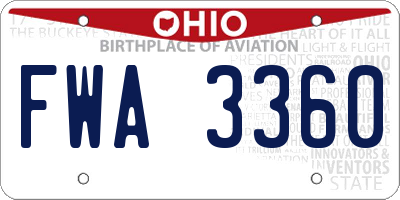 OH license plate FWA3360