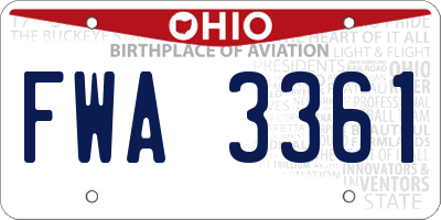 OH license plate FWA3361