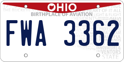 OH license plate FWA3362