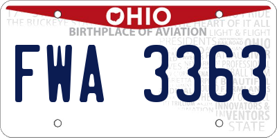 OH license plate FWA3363