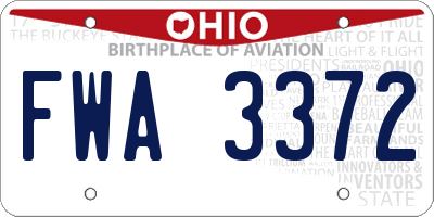 OH license plate FWA3372