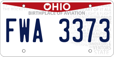 OH license plate FWA3373