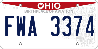 OH license plate FWA3374