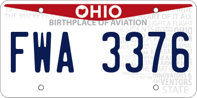 OH license plate FWA3376
