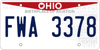 OH license plate FWA3378