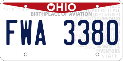 OH license plate FWA3380