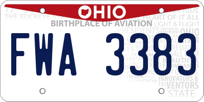 OH license plate FWA3383