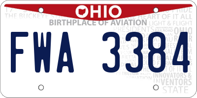 OH license plate FWA3384