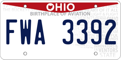 OH license plate FWA3392