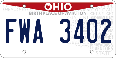 OH license plate FWA3402