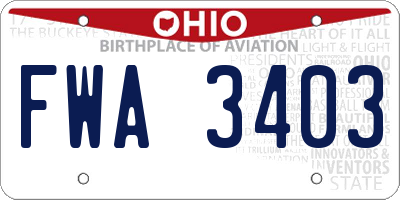 OH license plate FWA3403
