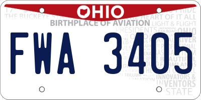 OH license plate FWA3405