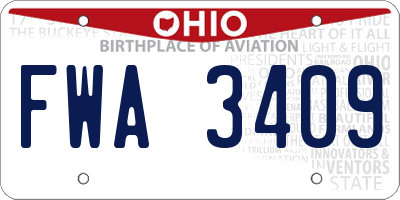 OH license plate FWA3409