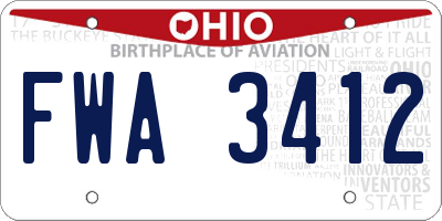 OH license plate FWA3412