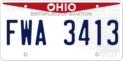 OH license plate FWA3413