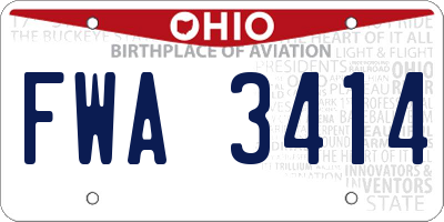 OH license plate FWA3414