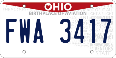 OH license plate FWA3417