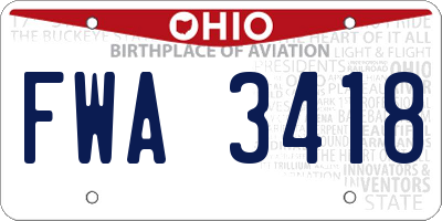 OH license plate FWA3418