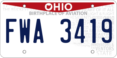 OH license plate FWA3419