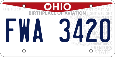 OH license plate FWA3420