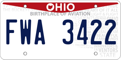 OH license plate FWA3422