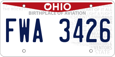 OH license plate FWA3426