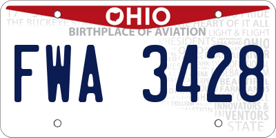 OH license plate FWA3428