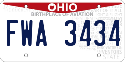 OH license plate FWA3434