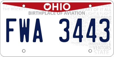 OH license plate FWA3443
