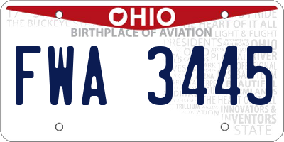 OH license plate FWA3445
