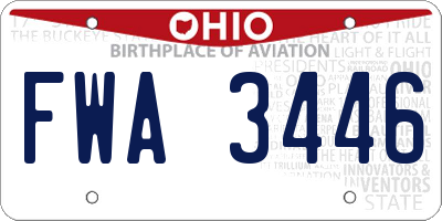 OH license plate FWA3446