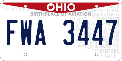 OH license plate FWA3447