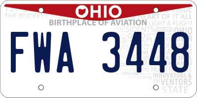 OH license plate FWA3448