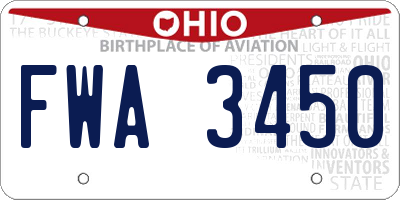 OH license plate FWA3450
