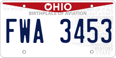 OH license plate FWA3453