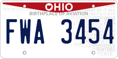 OH license plate FWA3454