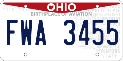 OH license plate FWA3455