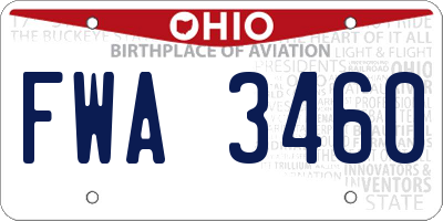 OH license plate FWA3460