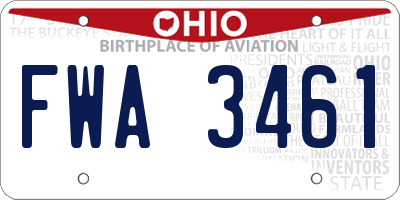 OH license plate FWA3461