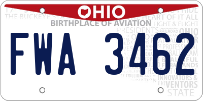 OH license plate FWA3462
