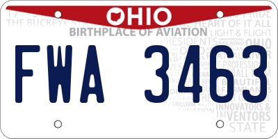 OH license plate FWA3463